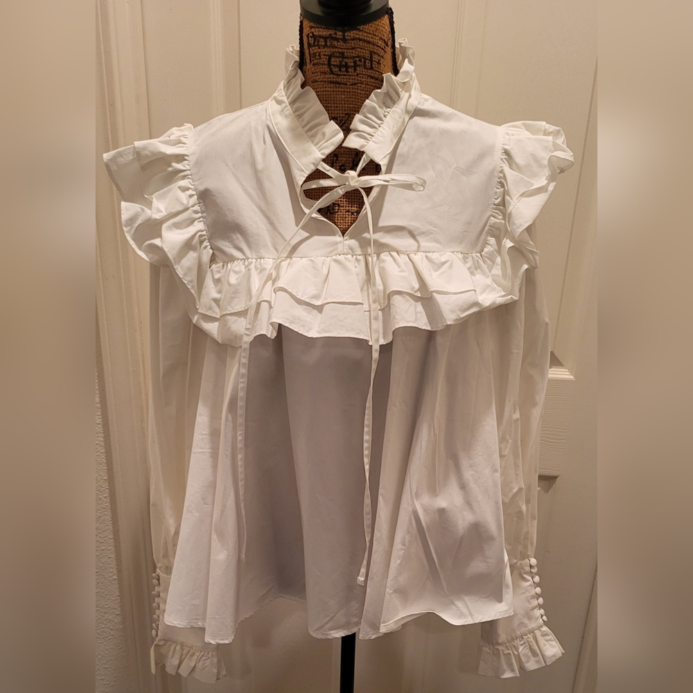 NWT Asos White Ruffled Women's Top